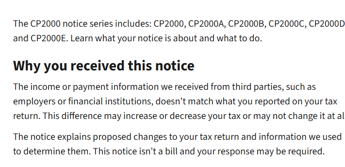 IRS CP2000 notice H-1B tax mistake income mismatch 2026