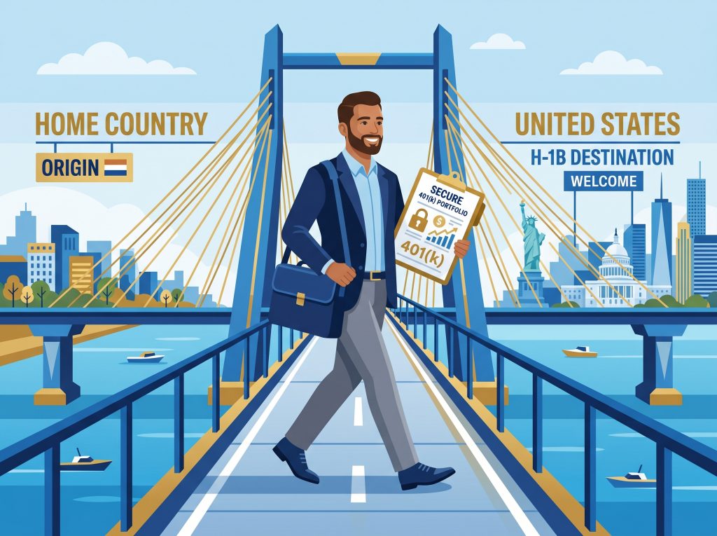 H-1B 401k exit strategy showing five options and tax cost comparison for immigrants leaving the United States 2026